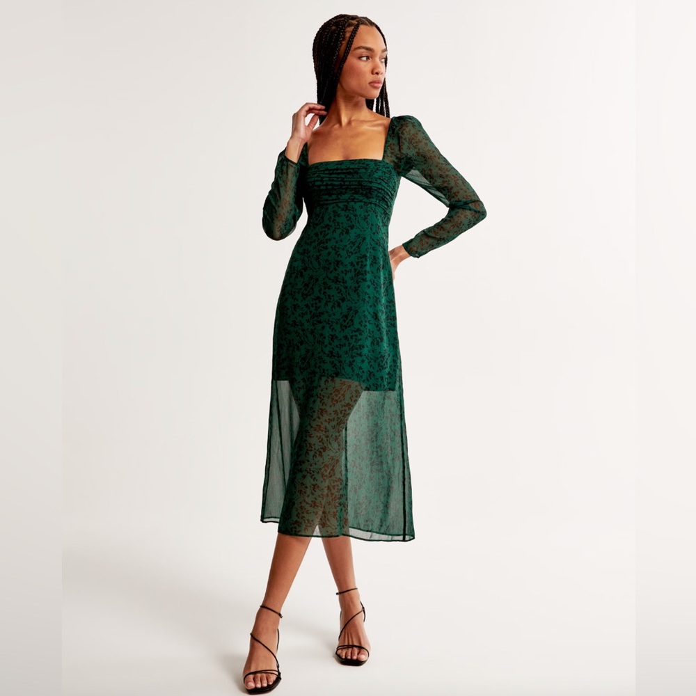 Abercrombie Emerson Chiffon long sleeve midi dress
